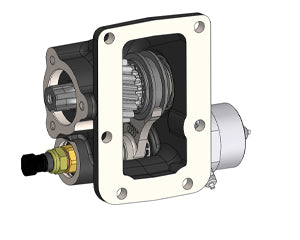 Fuso M035S5 & M035S6 Left-Side Mounted PTO with Uni 3-Bolt Output – Vacuum Operated, Max Torque 200 Nm, Includes Mounting Kit