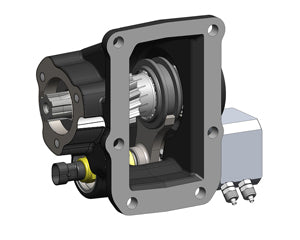 Fuso M036S5 & M036S6  Left-Side Mounted PTO with Uni 3-Bolt Output – Vacuum Operated, Max Torque 200 Nm, Includes Mounting Kit